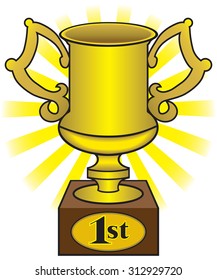 Shiny gold first place trophy cup