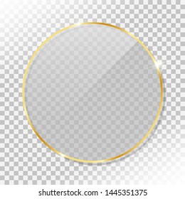 shiny gold frame with glass and glow shine flare effect and drop shadow on transparent background. vintage luxury golden frame element for gift card, greeting card and celebration banner.