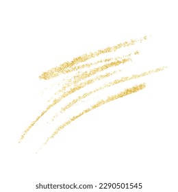 Shiny gold glitter design element. Golden wavy swirl brush.