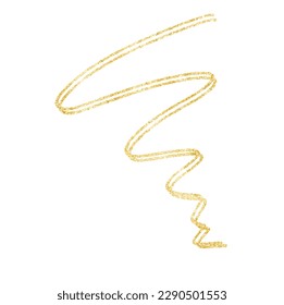 Shiny gold glitter design element. Golden wavy swirl brush.