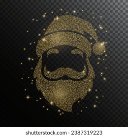 Espléndida silueta transparente de oro Santa Claus. Feliz Navidad y efecto luz de año nuevo para el fondo de vacaciones, tarjeta de saludo, invitación, banner web.