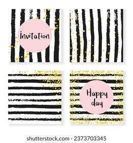 Shiny Gold Invitation. White Holiday Painting. Glittery Paint. Golden Gatsby Spray. Stripe Birthday Offer. Black Girly Starburst. Scrapbook Brochure Set. Golden Shiny Gold Invitation