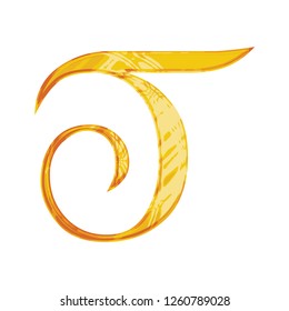Shiny gold letter T illustration in a golden metallic vector design with an old fashioned ancient medieval or medieval font style