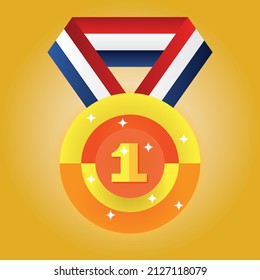 Shiny gold medal with number one