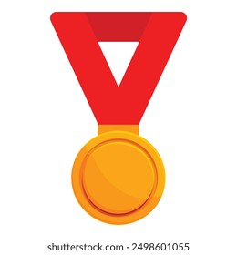Shiny gold medal with a red ribbon, symbolizing success, achievement, and the pursuit of excellence