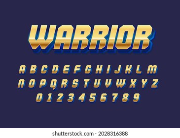 shiny gold metal custom font alphabet and number