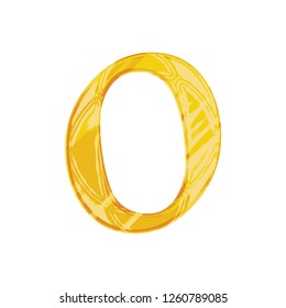 Shiny gold number 0 zero illustration in a golden metallic vector design with an old fashioned ancient medieval or medieval font style