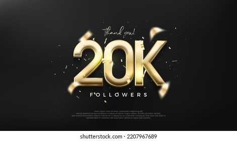 Shiny gold number 20K for a thank you design to followers.