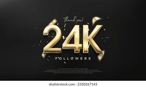 Shiny gold number 24k for a thank you design to followers.