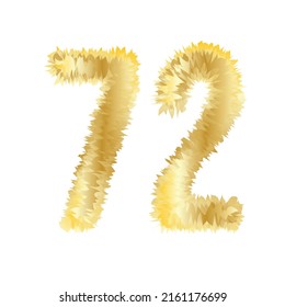 Shiny gold number 72 isolated on white
