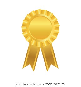 A shiny gold ribbon medal, symbolizing achievement and excellence. Perfect for awards, recognition ceremonies, or any event celebrating success and honor in various professional or personal contexts.