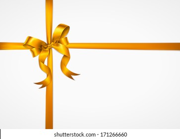 Shiny gold satin ribbon. Vector illustration