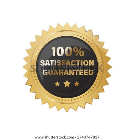Shiny gold satisfaction guaranteed emblem to build customer trust and improve conversion rates for retail business