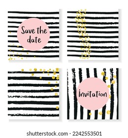 Shiny Gold Sequins. Branding Art. Black Holiday Particle. White Polka Brochure. Golden Splatter Textile. Scandinavian Stardust Set. Stripe Minimal Card. Stripe Shiny Gold Sequins