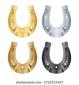 Ilustración vectorial de herradura de oro y plata brillante