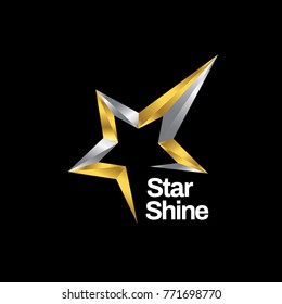 Shiny Gold Silver Star Logo Symbol Icon