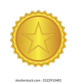 Um ícone brilhante de emblema de estrela de ouro com um design limpo e minimalista. Ideal para premiações, conquistas ou temas de reconhecimento em visuais de negócios, educação ou jogos.