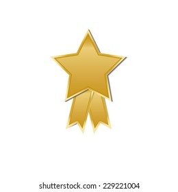 Shiny gold star. Concept of first place