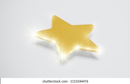 Shiny gold star with drop shadow, vector illustartion