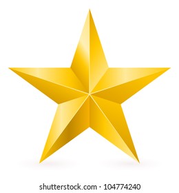 Shiny Gold Star. Form of first. Illustration for design on white background