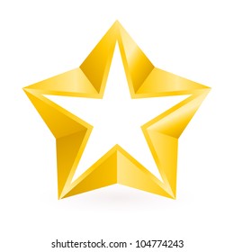 Shiny Gold Star. Form of the fourth. Illustration for design on white background