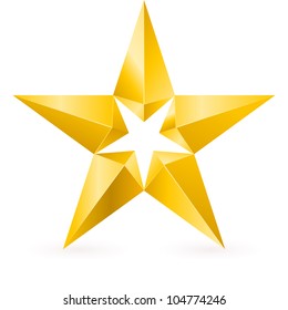 Shiny Gold Star. Form the second. Illustration for design on white background