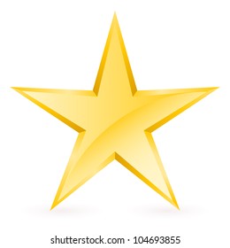 Shiny Gold Star. Form of the seventh. Illustration for design on white background