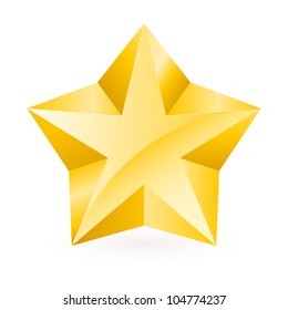 Shiny Gold Star. Form of the sixth. Illustration for design on white background