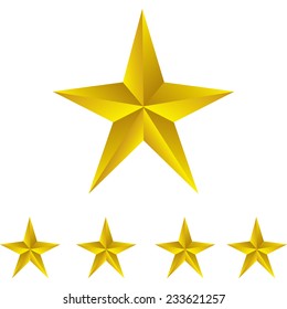 Shiny Gold Stars. Form of first. Illustration for design on white background.vector