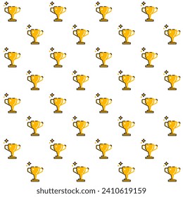 Shiny Gold Trophy Vector Seamless Pattern