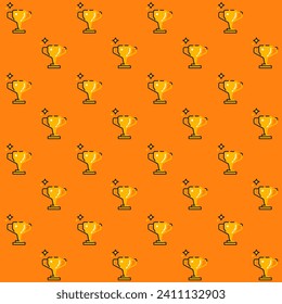 Shiny Gold Trophy Vector Seamless Pattern