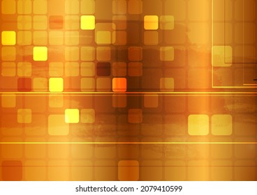 Shiny golden abstract tech geometric background. Vector art design