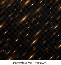 Shiny golden background. Vector gold glitter particles background effect for luxury greeting rich card. Star dust sparks in explosion on black background.
