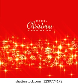 shiny golden christmas sparkles on red background