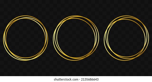 Shiny golden circle frame vector illustration set