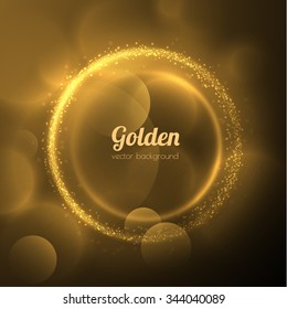 Shiny golden circle frame. Vector eps10.