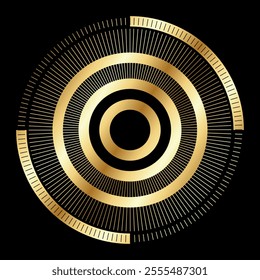 A Shiny Golden Circle On A Black Background.