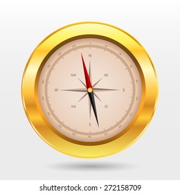 Shiny golden compass for your design