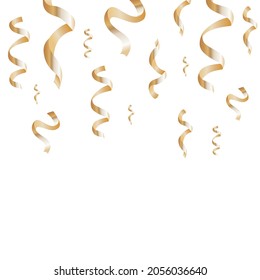 Shiny golden confetti isolated on white background. Festive tinsel of gold color. Eps 10.