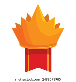 Shiny golden crown with a red ribbon, representing victory, achievement, and being number one