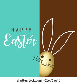 Shiny Golden Egg, Creative text based Greeting Card design of Happy Easter.