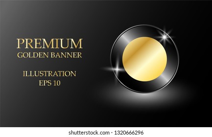 Shiny Golden Element, Elegant black and gold button, used for website, Online advertising, Vector Illustration