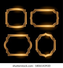 shiny golden empty vintage frame set of four
