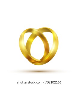 Shiny golden engagement rings, vector illustration.