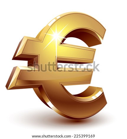 Shiny golden euro sign. Eps8. CMYK. Organized by layers. Global colors. Gradients used.