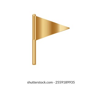 A shiny golden flag icon with a pole, set against a plain white background. perfect for digital projects and design elements.