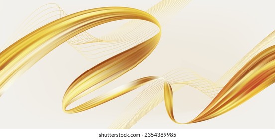 Shiny golden flowing line. Design element for greeting card, award diploma and disqount voucher. Luxury background. Vector illustration EPS10