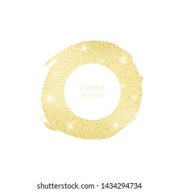 Shiny golden glitter vector background. Shiny sparkling star dust texture for luxury rich greeting card. Isolated  
abstract circle Shape design element. 