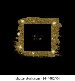 Shiny golden glitter vector background. Shiny sparkling star dust texture for luxury rich greeting card. Isolated  
abstract rectangle Shape design element. 