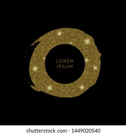 Shiny golden glitter vector background. Shiny sparkling star dust texture for luxury rich greeting card. Isolated  
abstract circle Shape design element. 